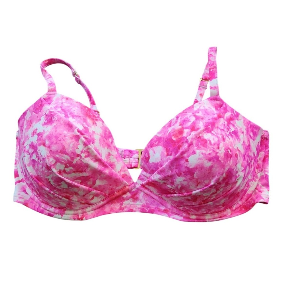 Smart & Sexy Bikini Top Women 40D Pink Underwire Watercolor SA1002 EUC